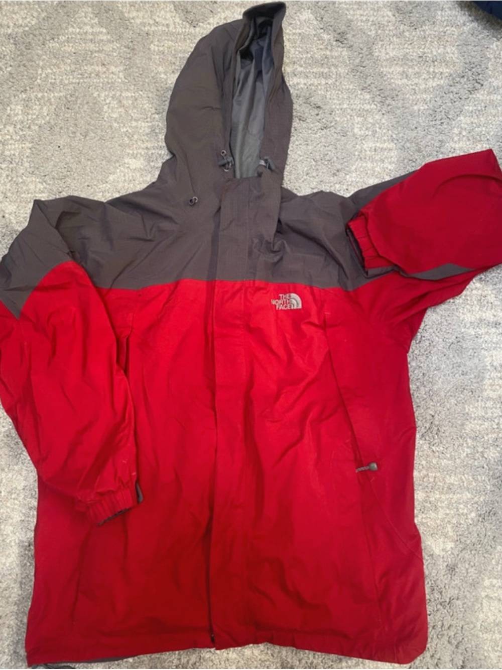 The North Face Men’s Red & Gray Hooded Raincoat